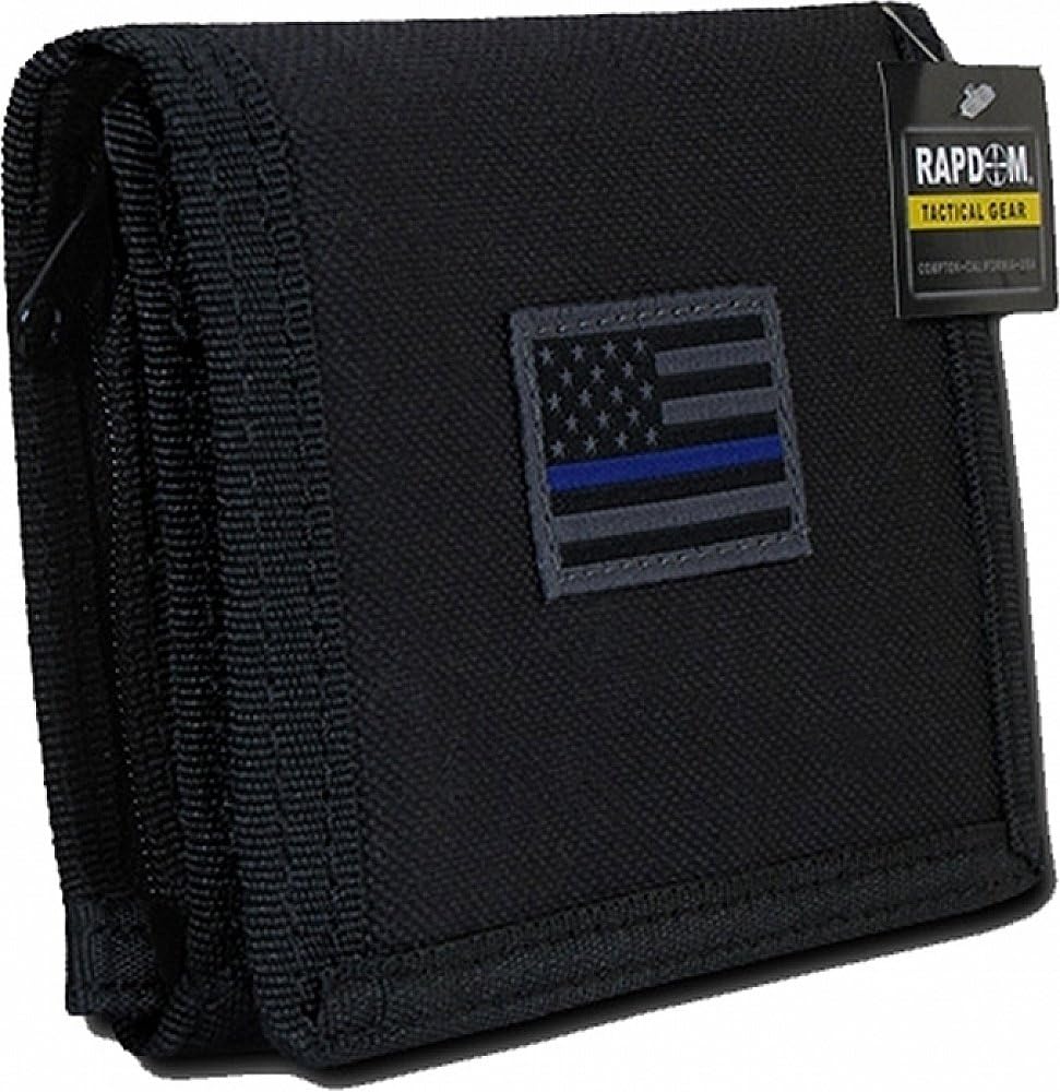 Billetera táctica línea azul fina negro 4.75x3.5x0.75pulg