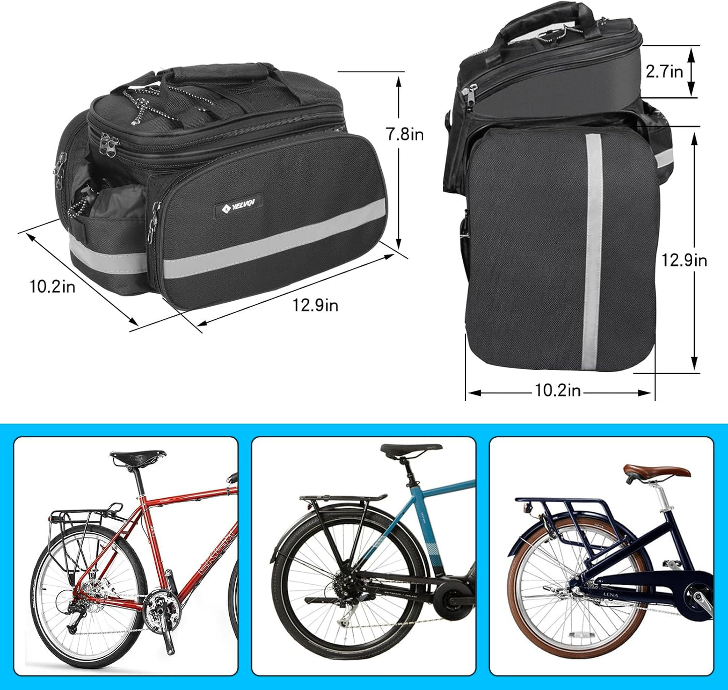 Bolsa maletero bicicleta 16l impermeable multifunción