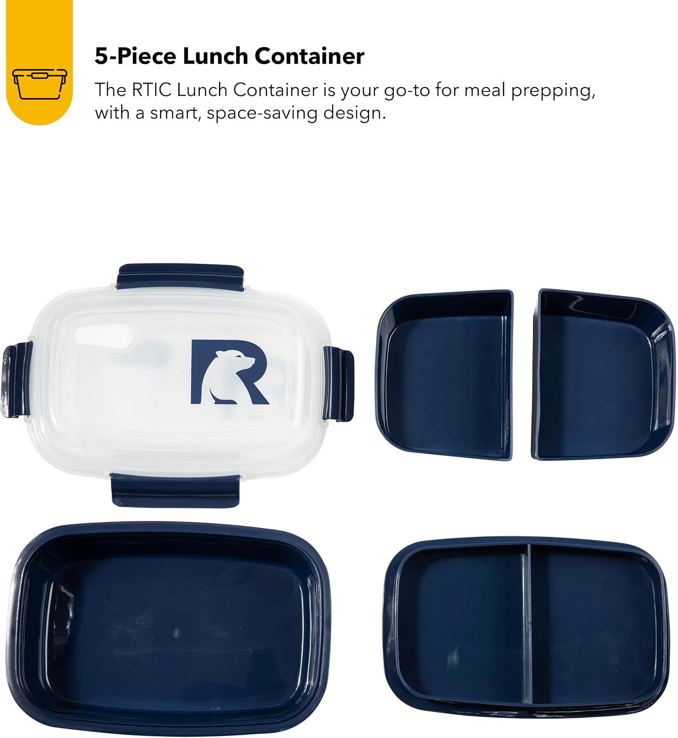 Caja almuerzo 5 compartimentos con tapa reutiliz. sin BPA