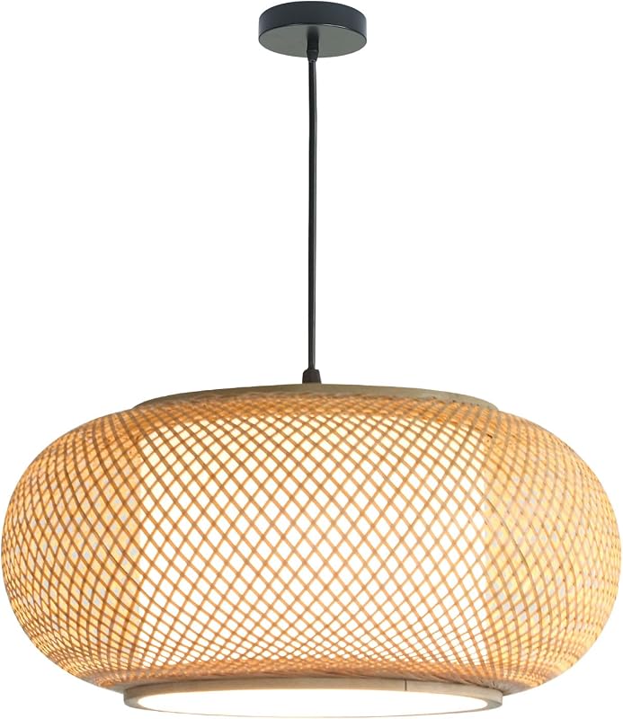 Lámpara colgante bambú estilo campestre bohemio para comedor