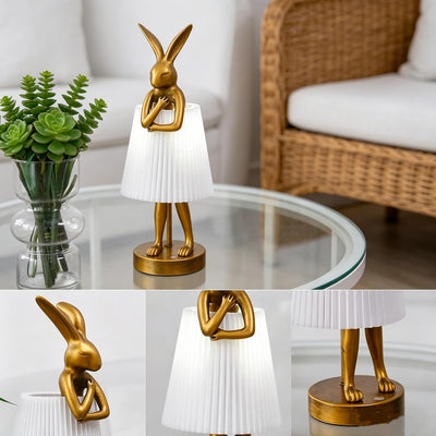 Lámpara conejo de mesa led vintage 15.7pulg lino
