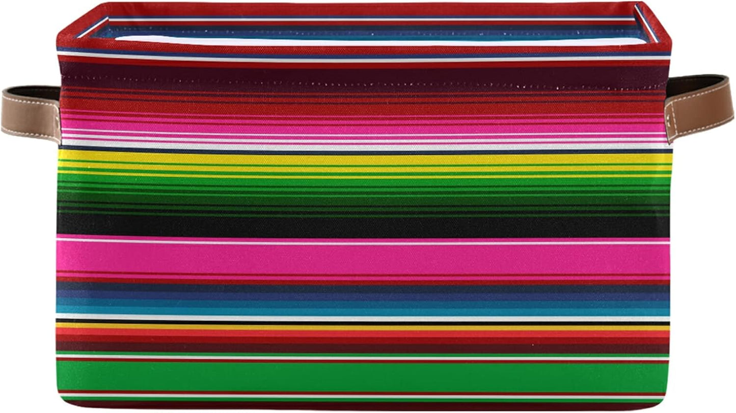 Cesta almacenamiento sarape rayas con asa plegable