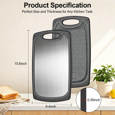 Tabla cortar acero inox 15x10pulg antideslizante con mango