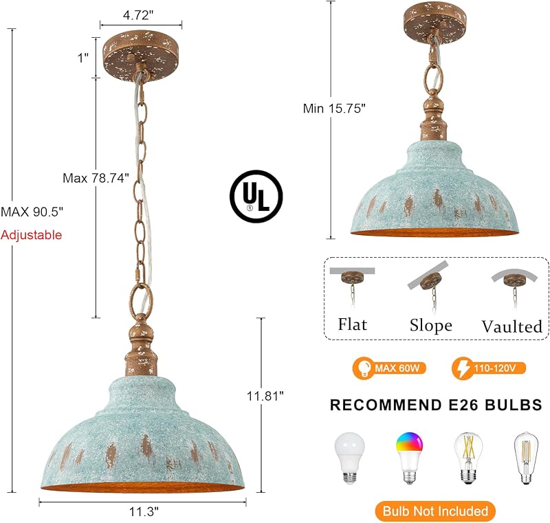Lámpara colgante isla cocina 11.3pulg dorada cadena