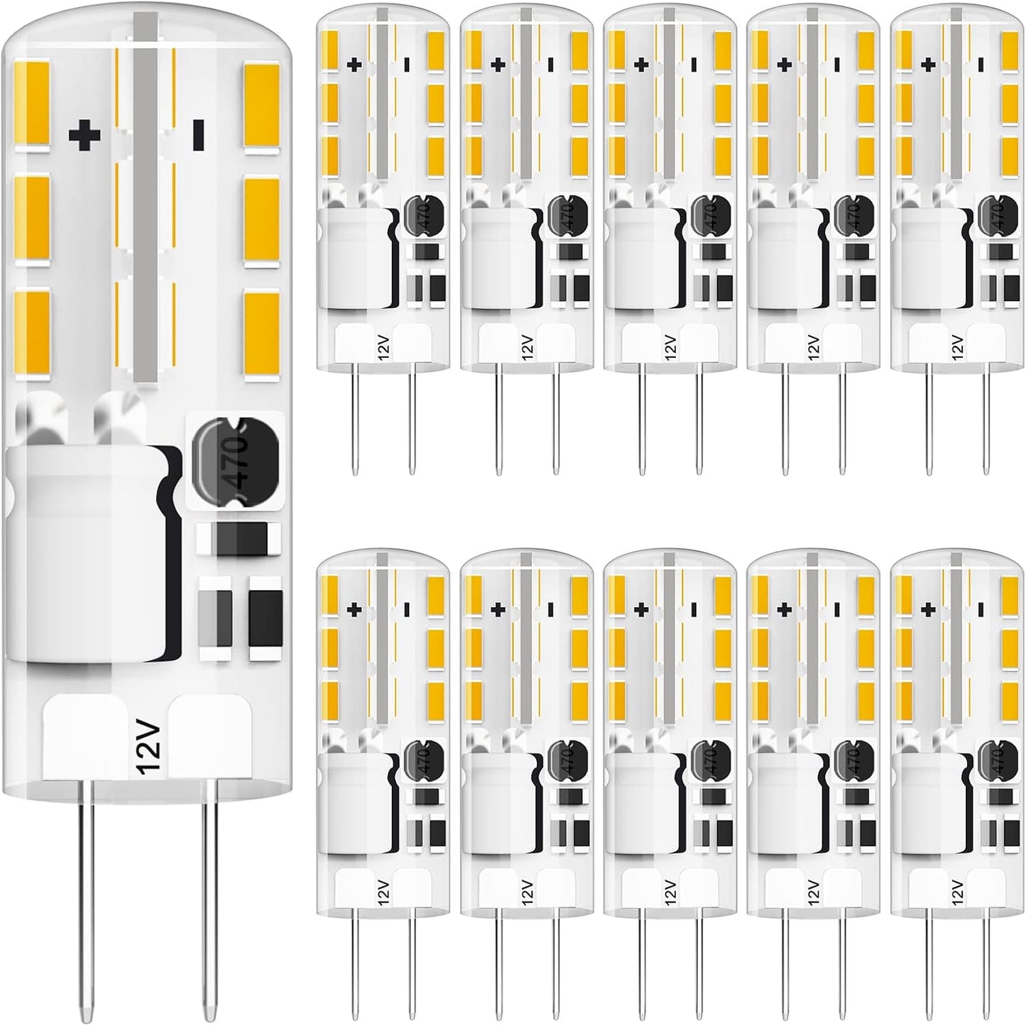 Bombilla LED G4 1.5W 12V base bi-pin luz candelabro blanco cálido