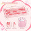 Set 3 teclado mouse gato inalámbrico USB 84 teclas