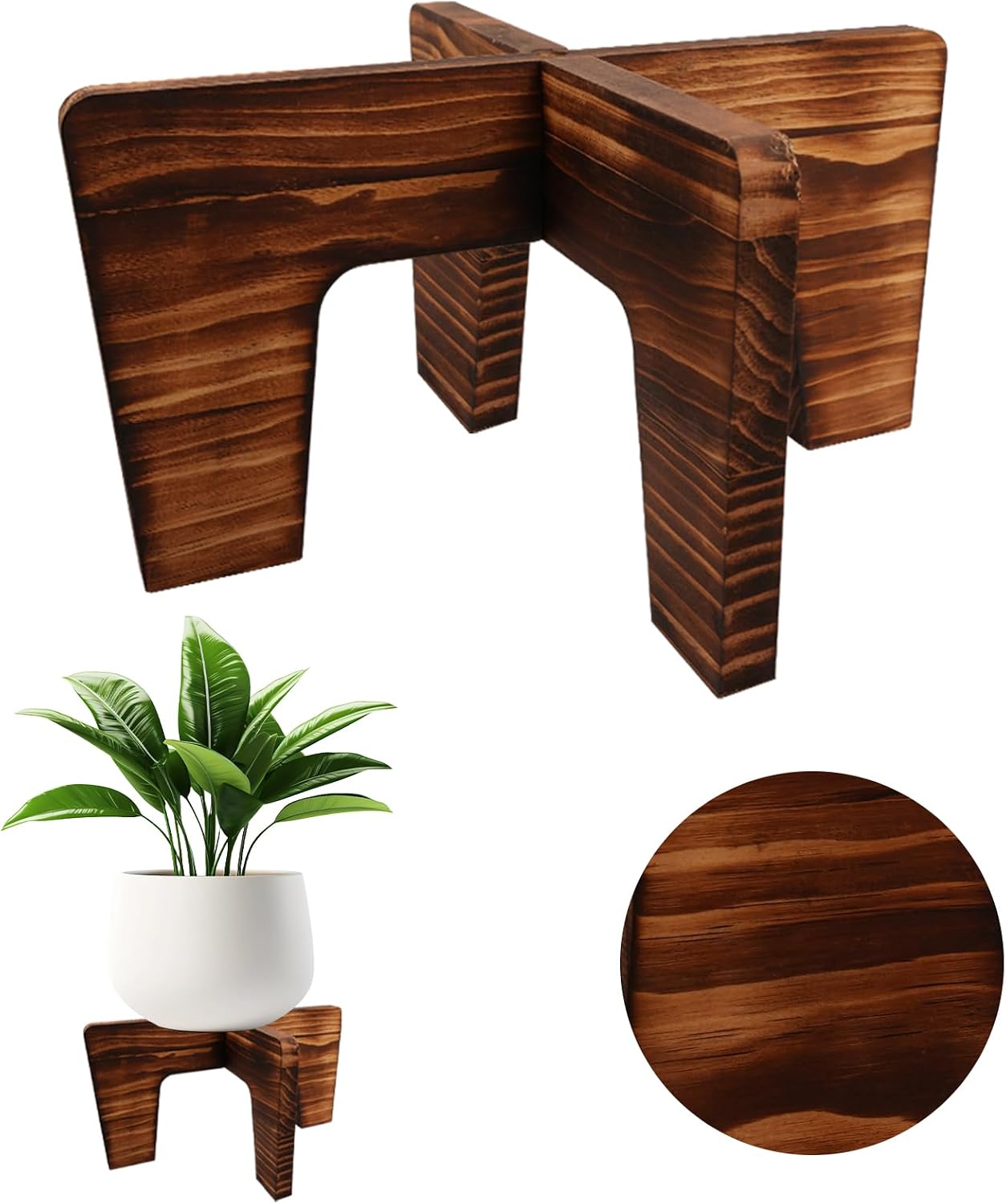 Soporte madera marrón para plantas 5-15pulg