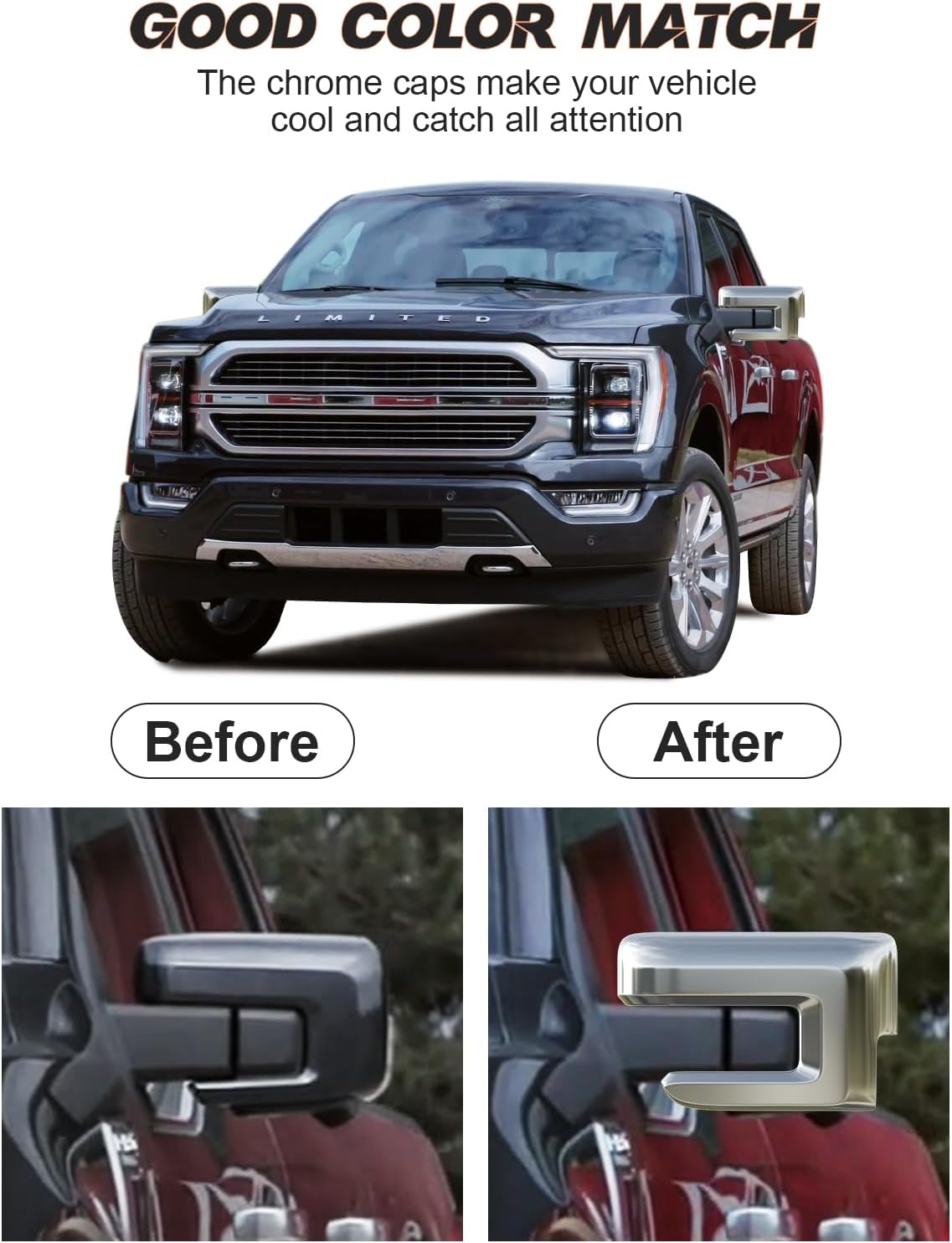 Tapas espejo Ford F150 21-23 Set 2 plástico ABS