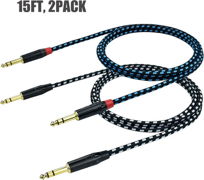 Cable TRS a TRS macho 1/4 pulg 15ft nailon trenzado para mezclador