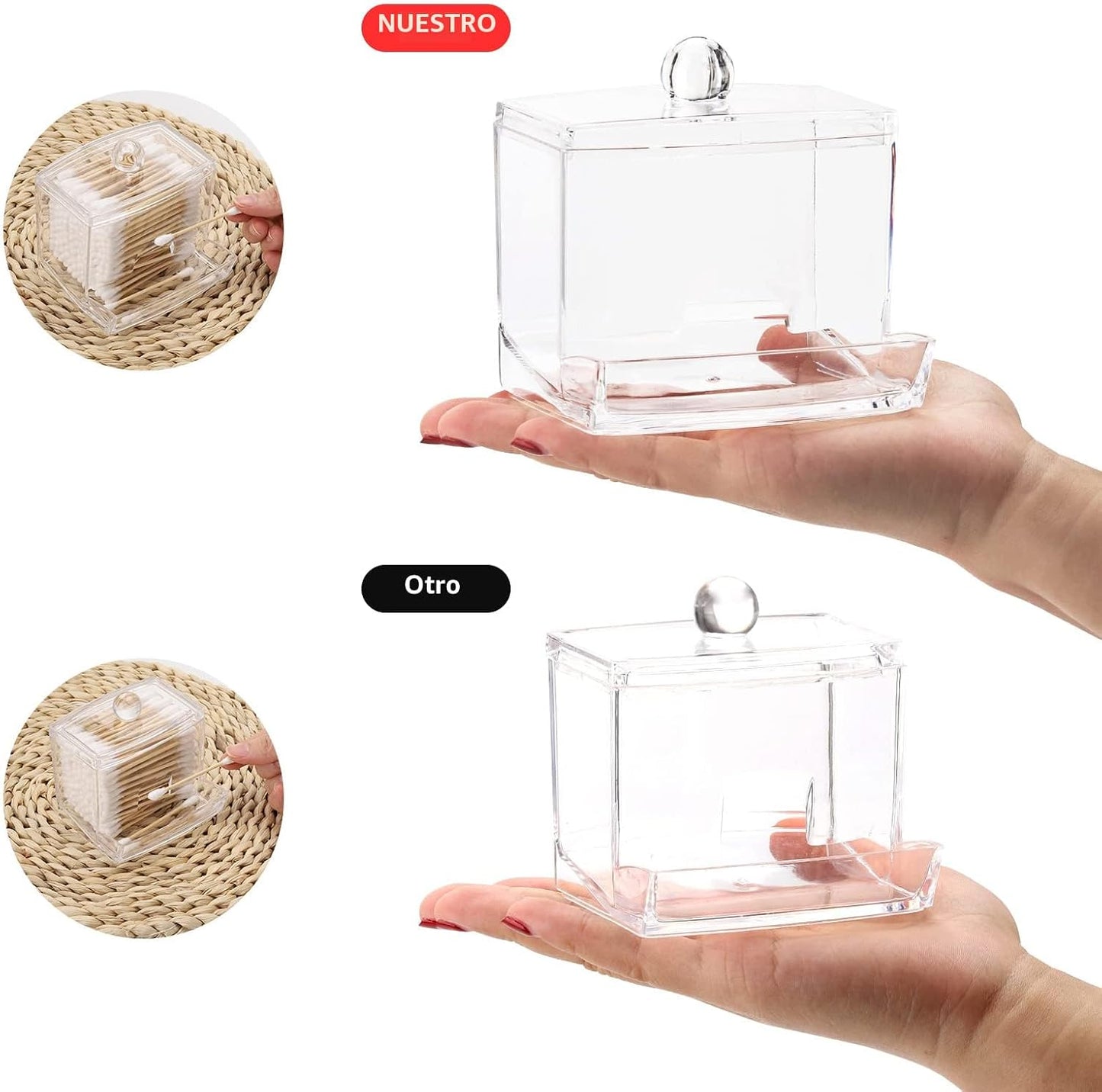 Dispensador Qtip 10oz organiz. baño transparente
