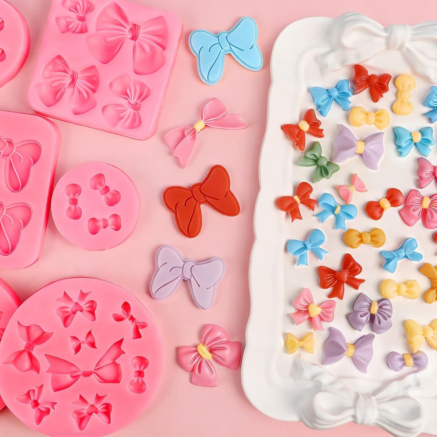 6 moldes de silicona para moño y pajarita de chocolate fondant