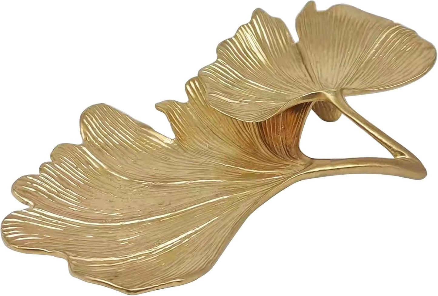 Bandeja tocador soporte anillos forma hoja ginkgo dorado