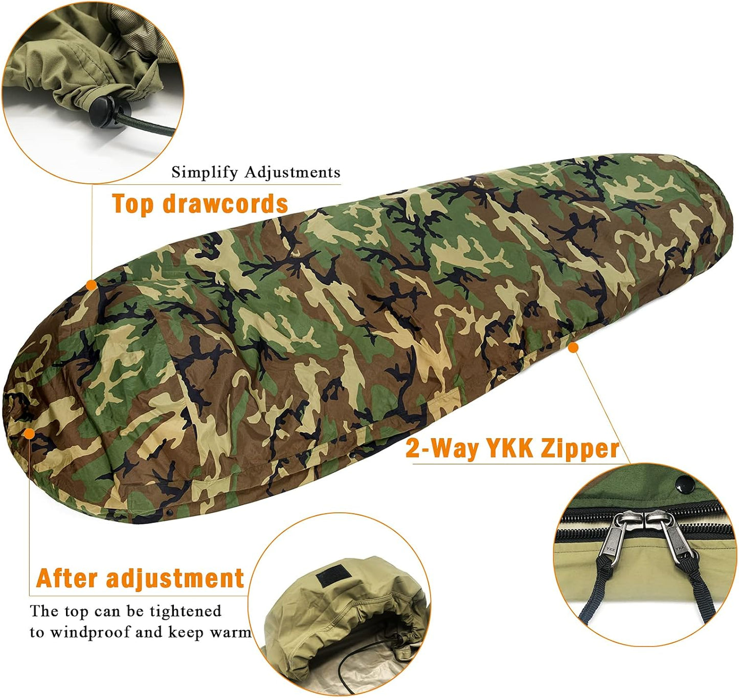 Sistema sacos dormir modulares militares con cubierta bivy
