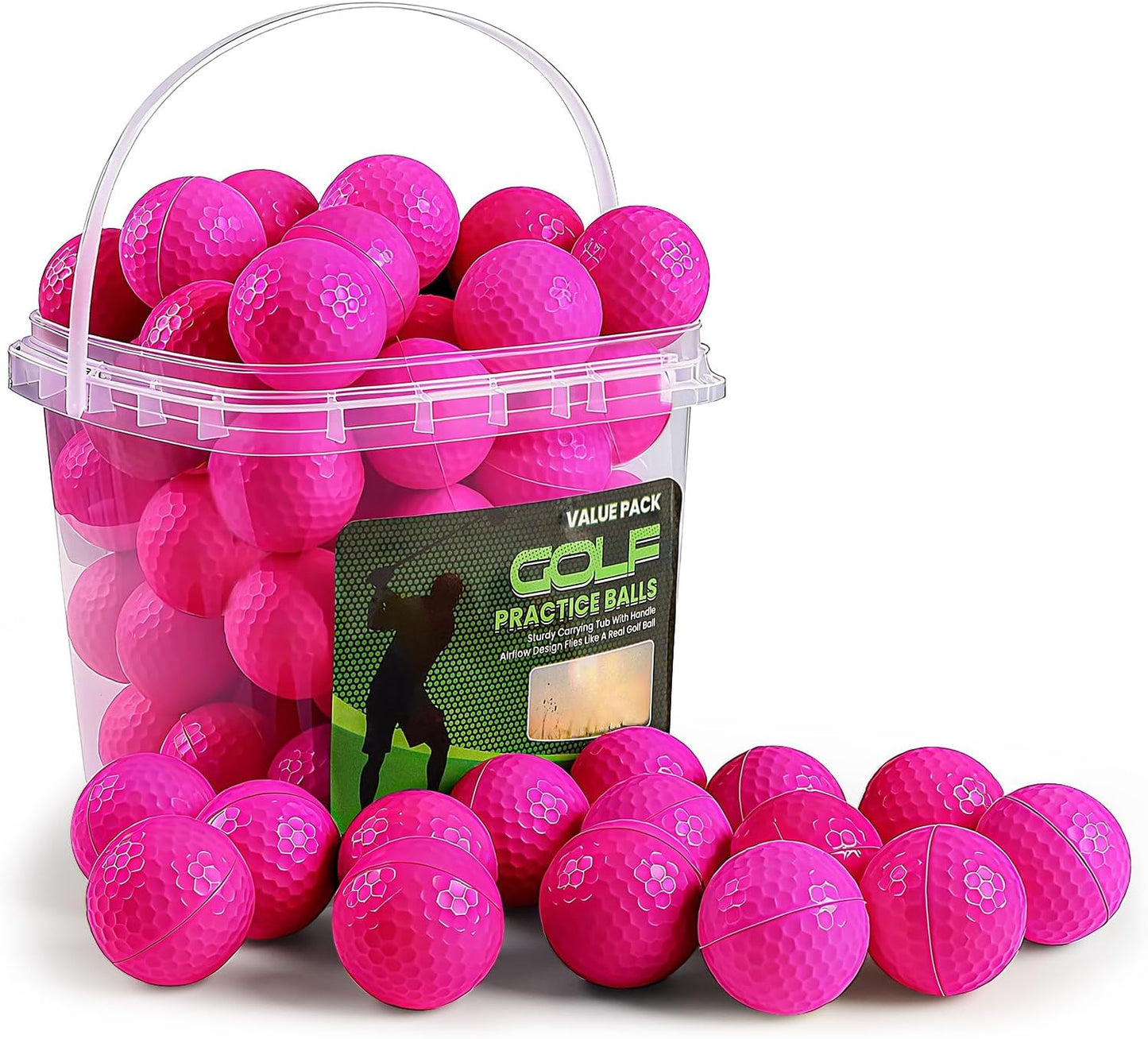 Bolas golf foam 50 pzas con cubo entrenamiento indoor