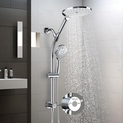 Cabezal ducha doble 7.5" desviador 3 vías