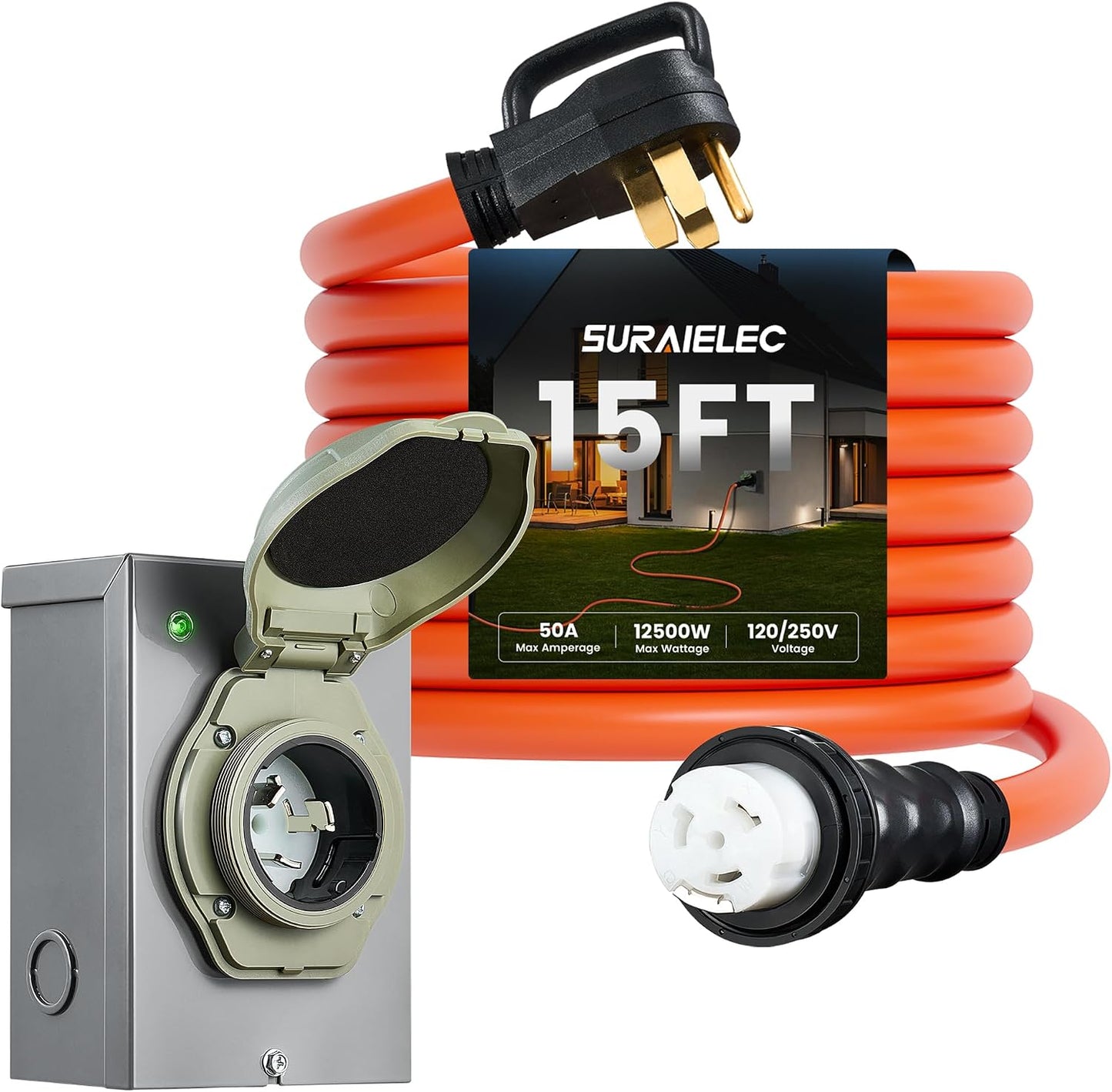 Cable generador 50A 15ft con caja entrada 120/240V