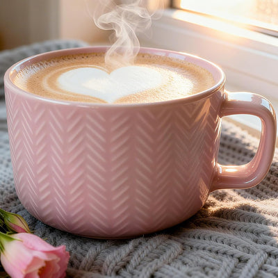 Taza café xxl 24oz rosa con asas taza sopa 700ml cerámica