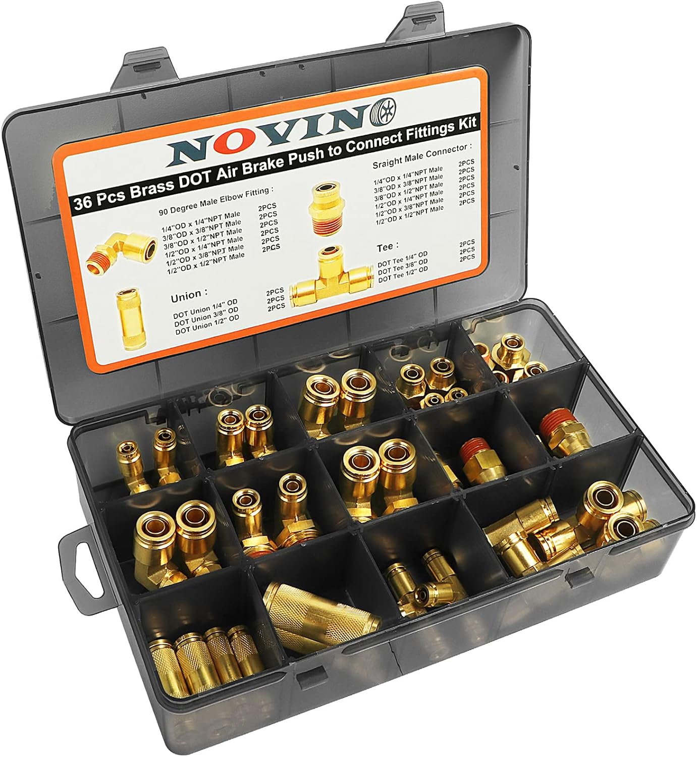Kit 36 Pzas Accesorios Freno Aire DOT Latón 1/4 3/8 1/2