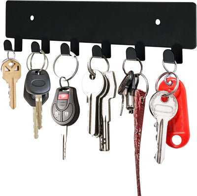 Soporte llaves pared 6 ganchos autoadhesivo negro