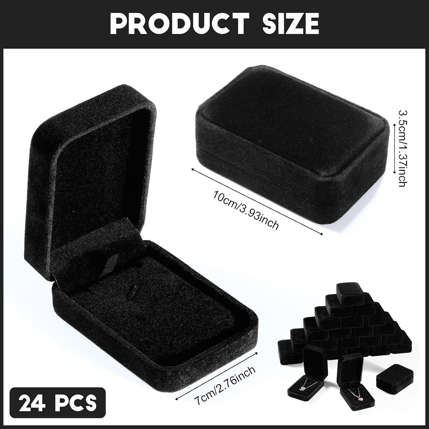 Caja terciopelo para joyas 24 pzas anillos aretes