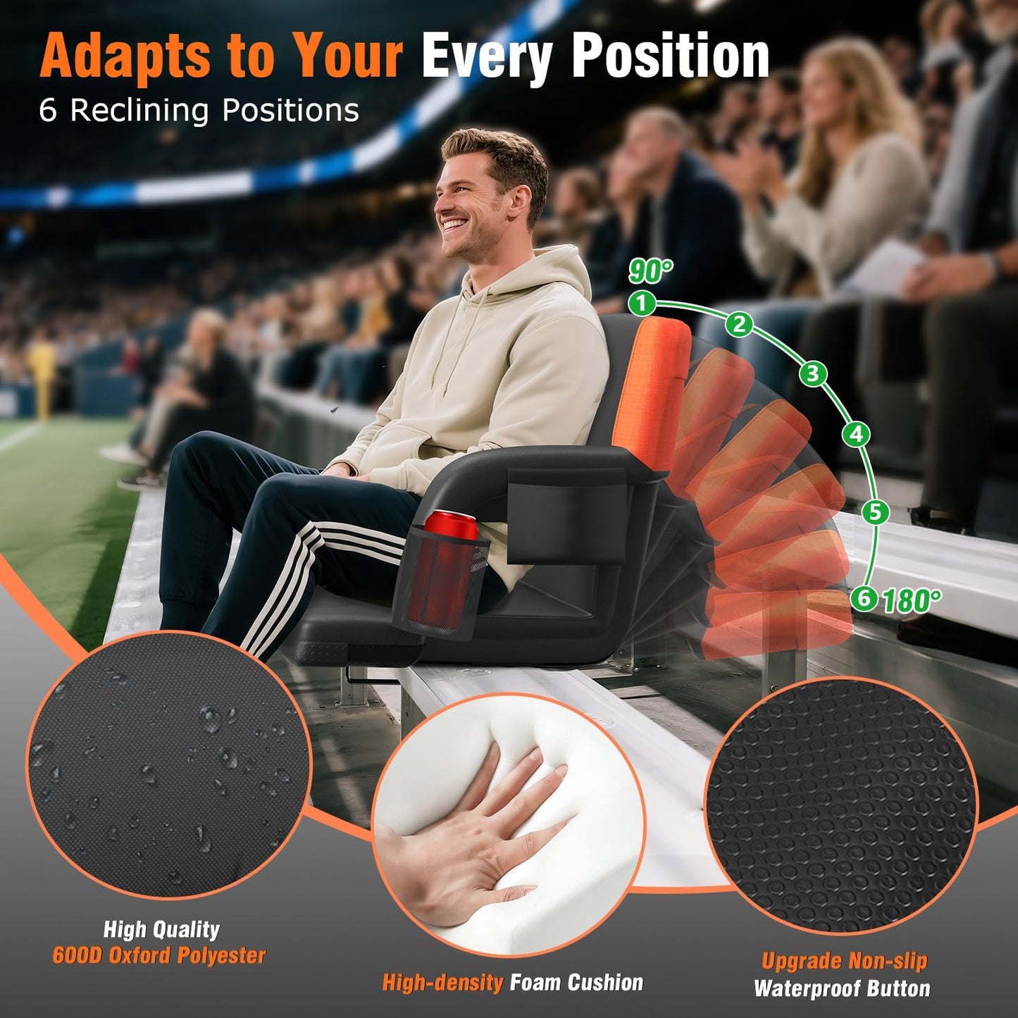 Asiento calentable para gradas con respaldo 3 niveles