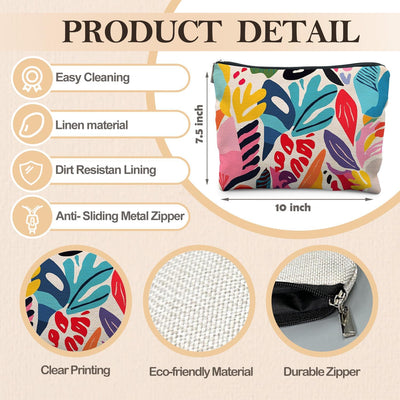 Bolsa maquillaje floral abstracta con cremallera botánica