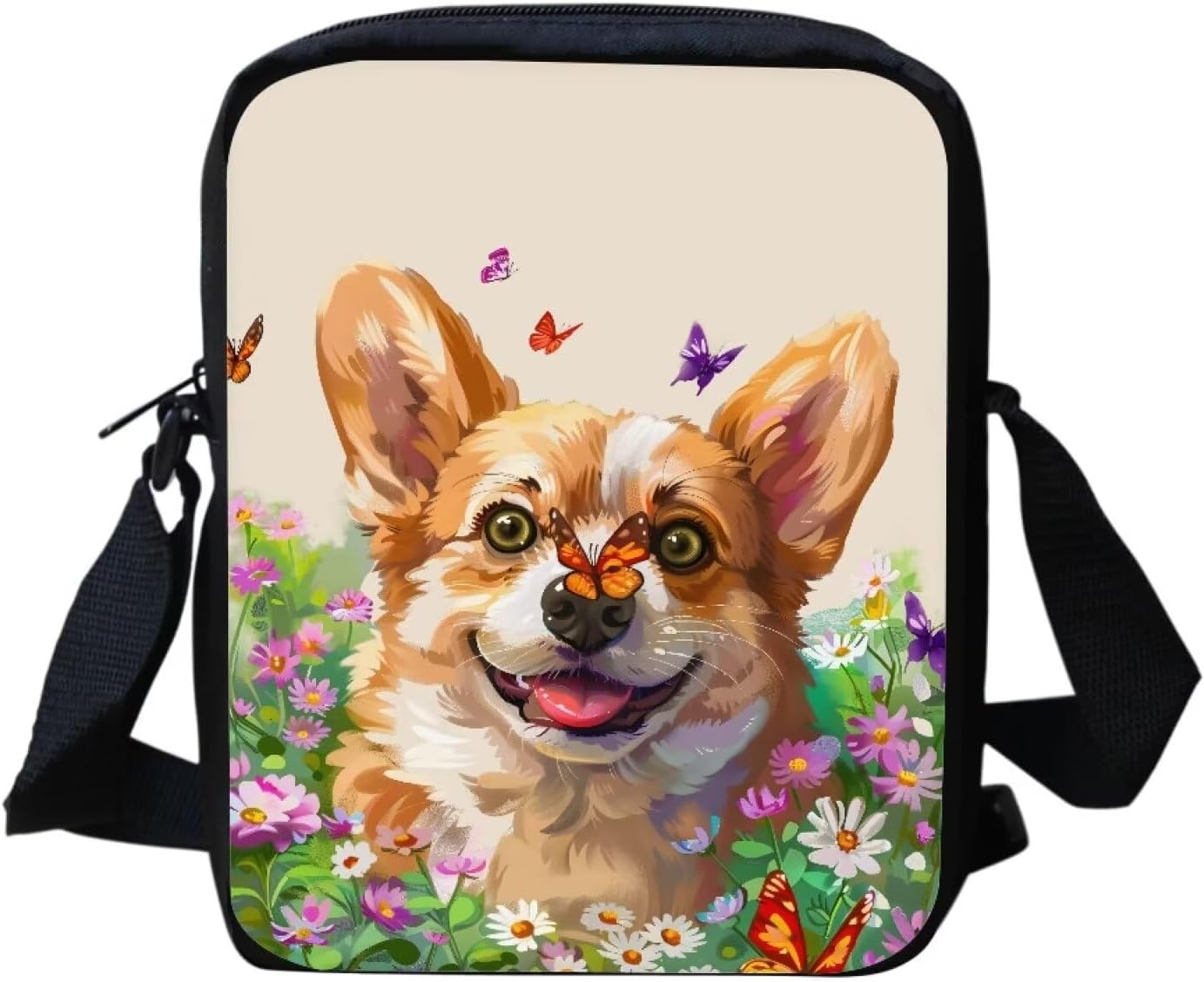 Bolso hombro cruzado mujer patrón caballo corgi mariposa
