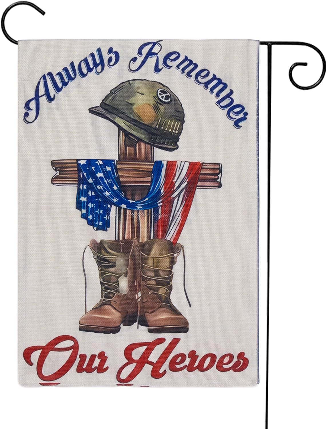 Bandera jardín doble cara 12x18pulg Always Remember Our Heroes