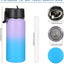 4 Botellas agua niños 16oz aisladas con pajita acero inox