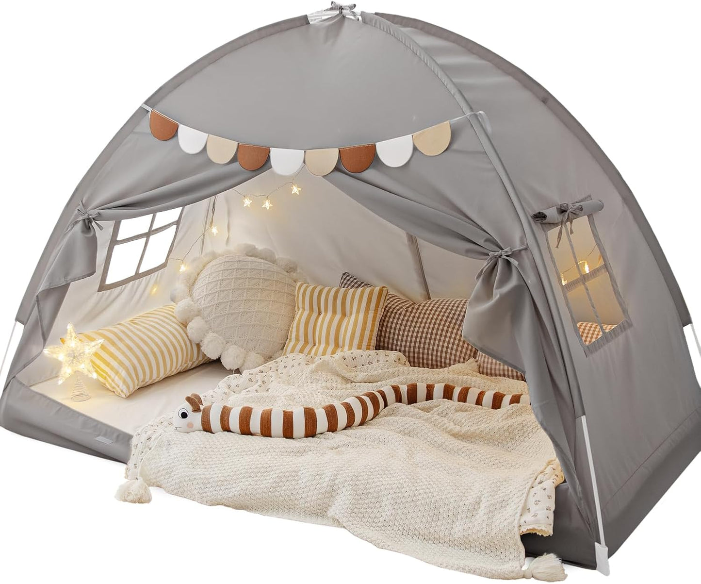 Tienda cama con dosel para niño interior con cortinas