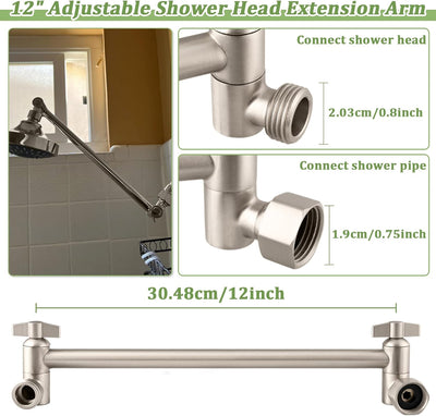 Extensión ducha ajustable 12pulg acero inox G1/2 níquel