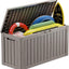 Caja resina 80gal impermeable para cojines patio y jardín