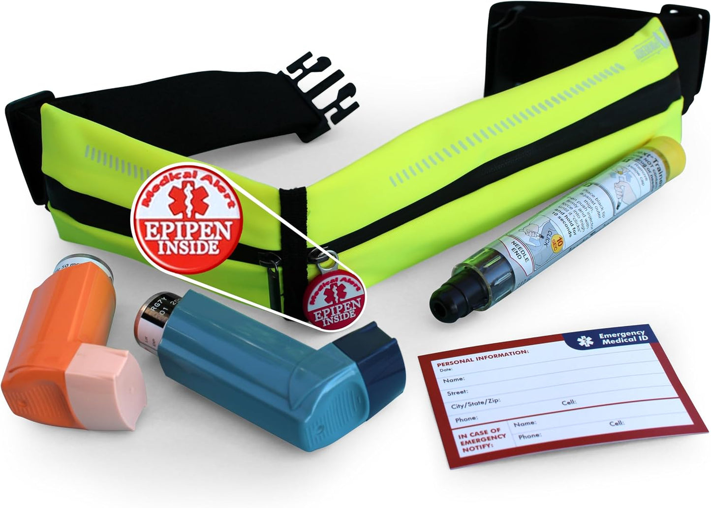 Bolsa ajustable autoinyector epinefrina verde lima