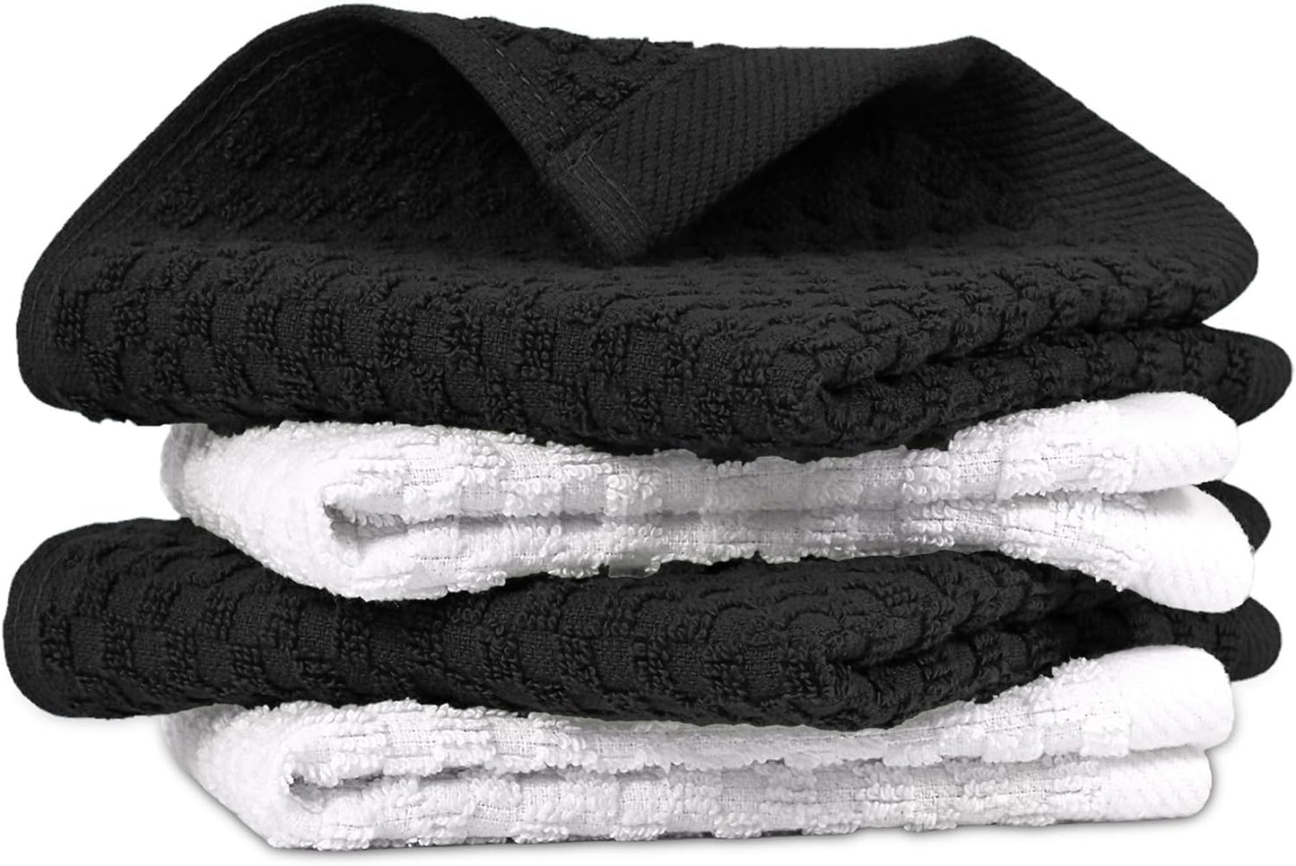 Paño cocina 100% algodón 12x12pulg set 4 ultra suave