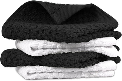 Paño cocina 100% algodón 12x12pulg set 4 ultra suave