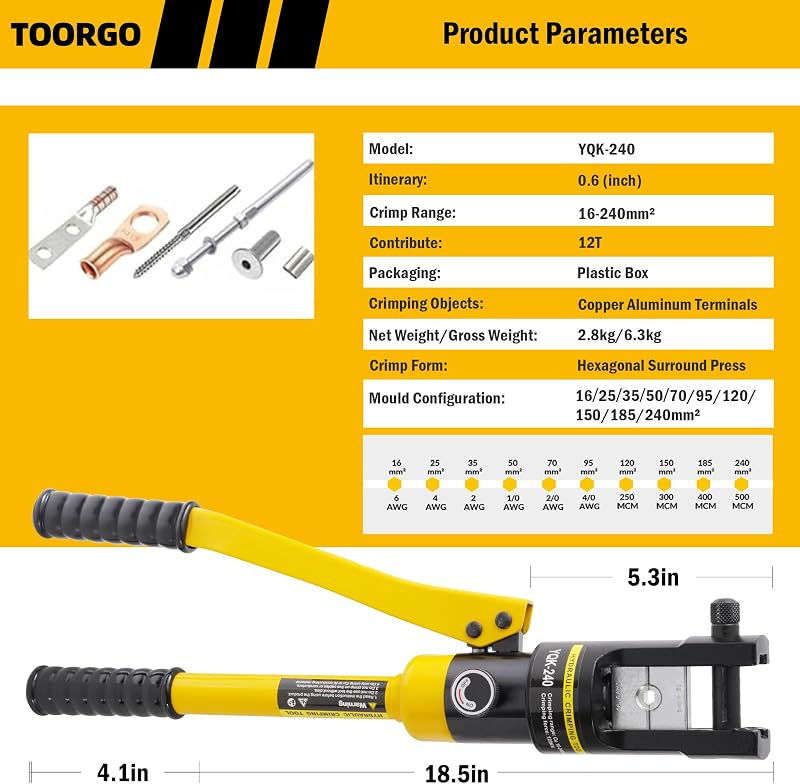 Alicate hidráulico prensado manual 12 toneladas 6 AWG