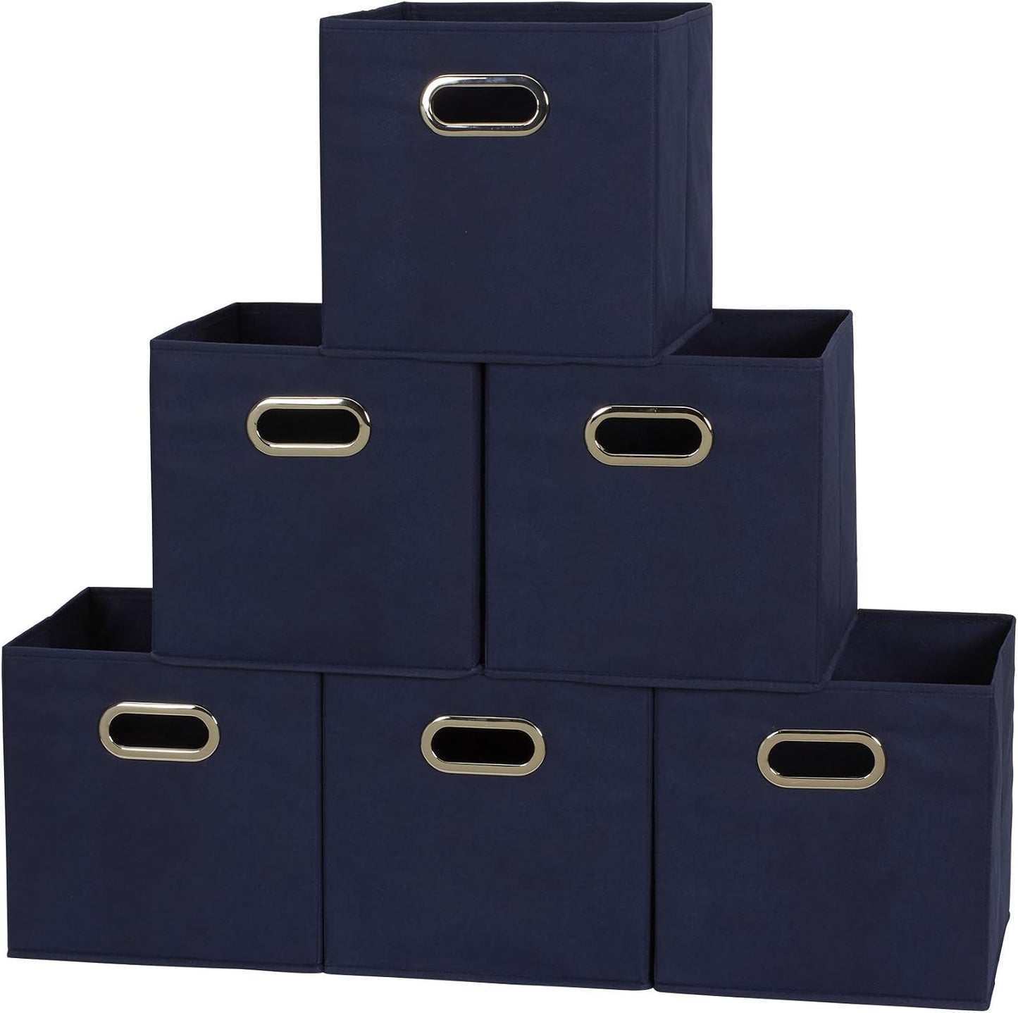 6 Pzas Cubos Tela Plegables con Asas Azul Marino