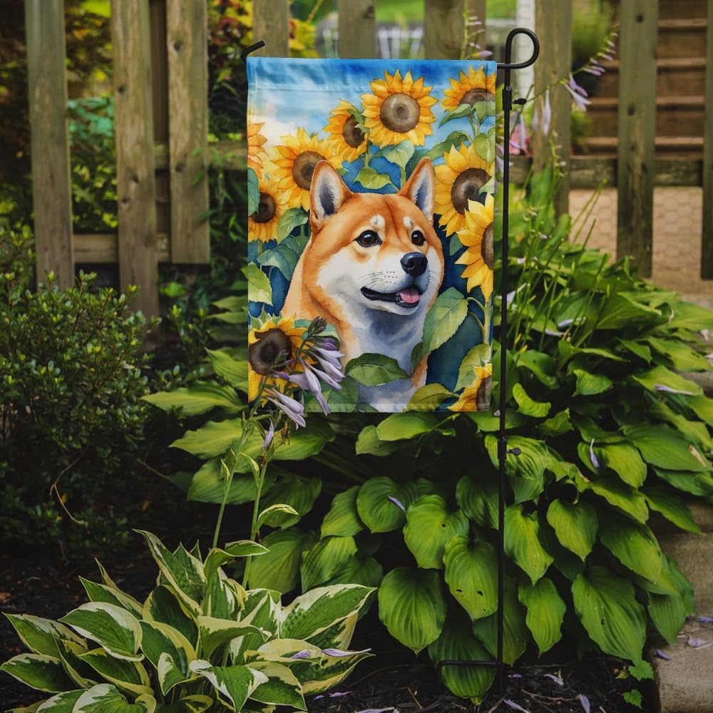 Bandera jardín girasoles Shiba Inu multicolor