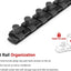 Organizador enchufes 2 rieles 1/2pulg negro 16 herramientas