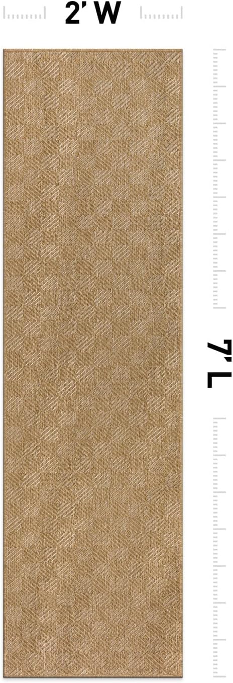 Alfombra reversible yute patrón cubos resistente