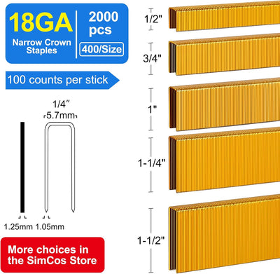 Grapas corona estrecha 1/4pulg 2000pzas galvanizadas