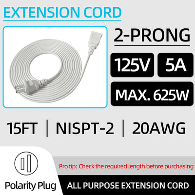 Cable extensión 15ft 125V diseño delgado luces navideñas
