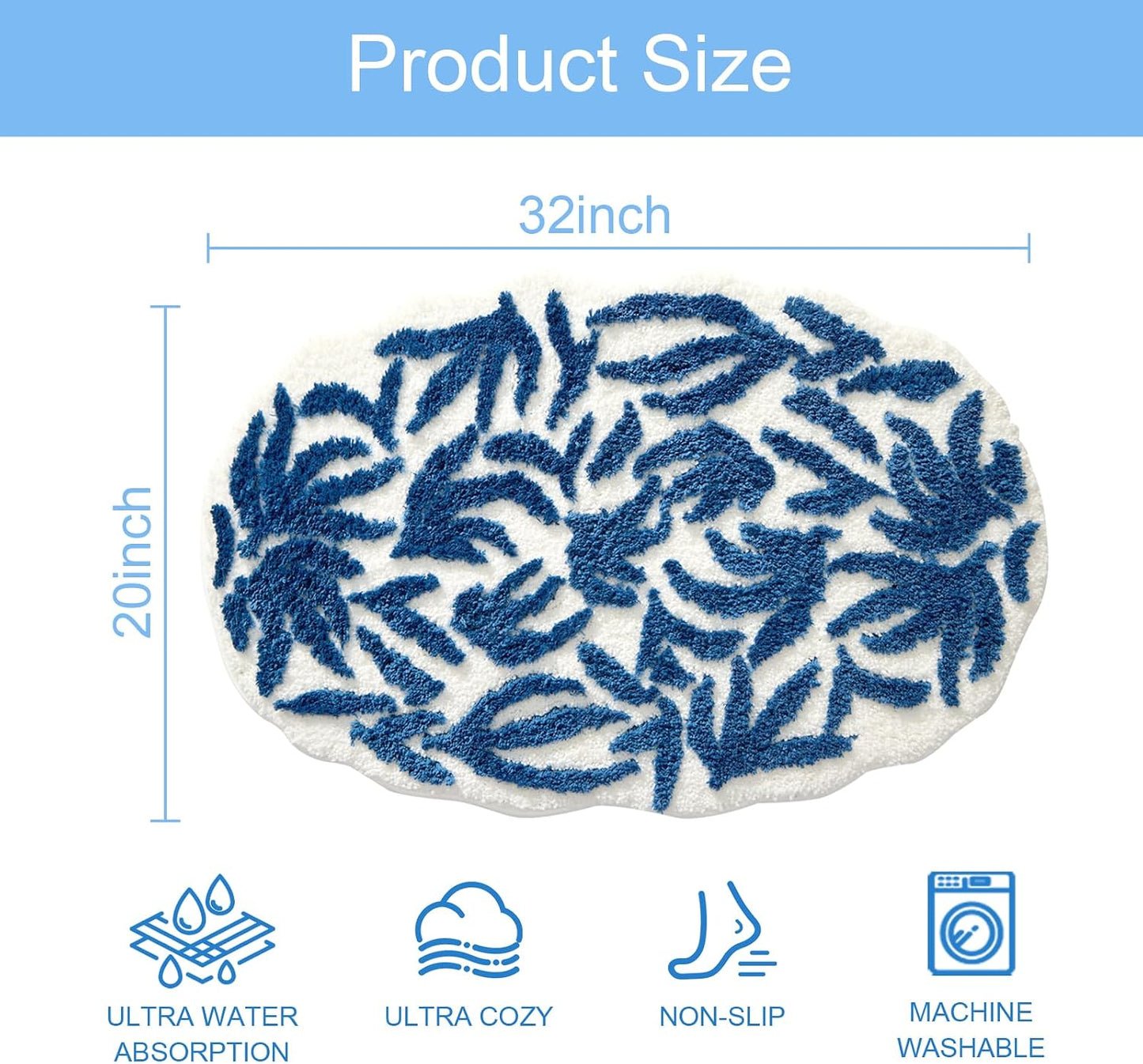 Tapete baño microfibra azul antiderrap ducha bañera