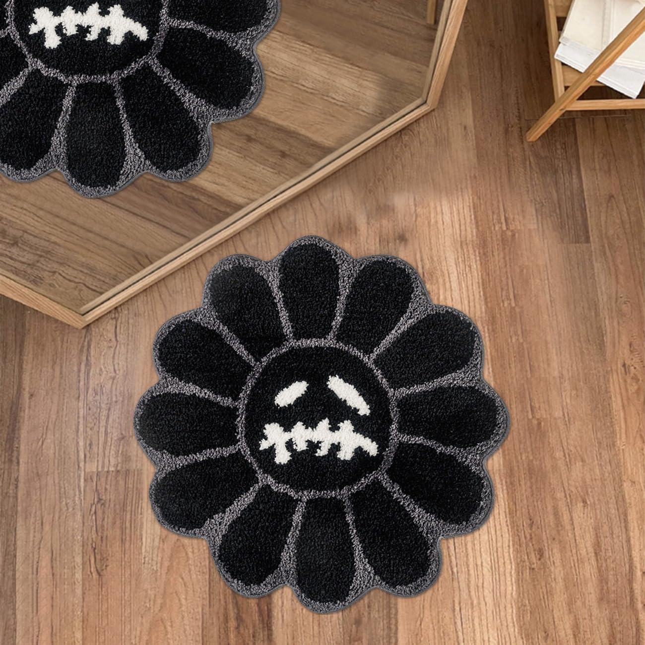Alfombra baño calavera gótica Halloween microfibra suave