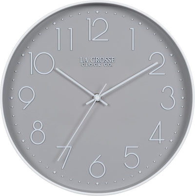 Reloj pared cuarzo gris analógico 12pulg