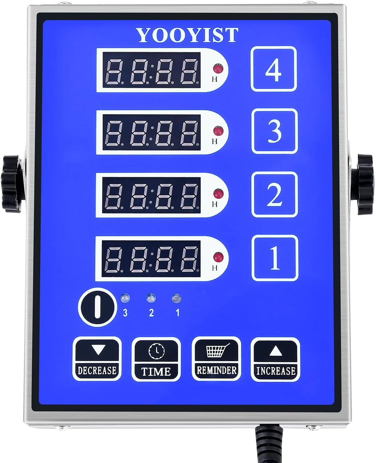 Temporizador cocina digital 4 canales acero inox LED azul