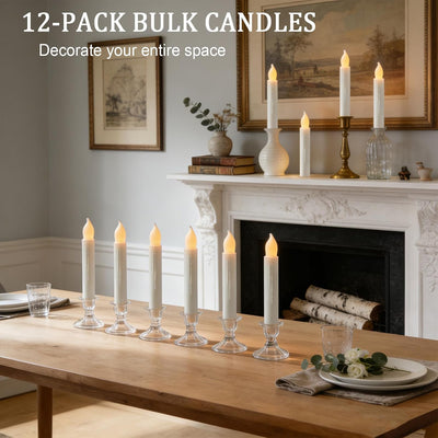 Velas LED cónicas blancas 12 pzas 6pulg para Navidad Halloween