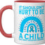 Taza cerámica para conciencia sobre abuso infantil roja/blanca