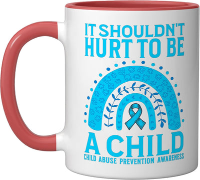 Taza cerámica para conciencia sobre abuso infantil roja/blanca