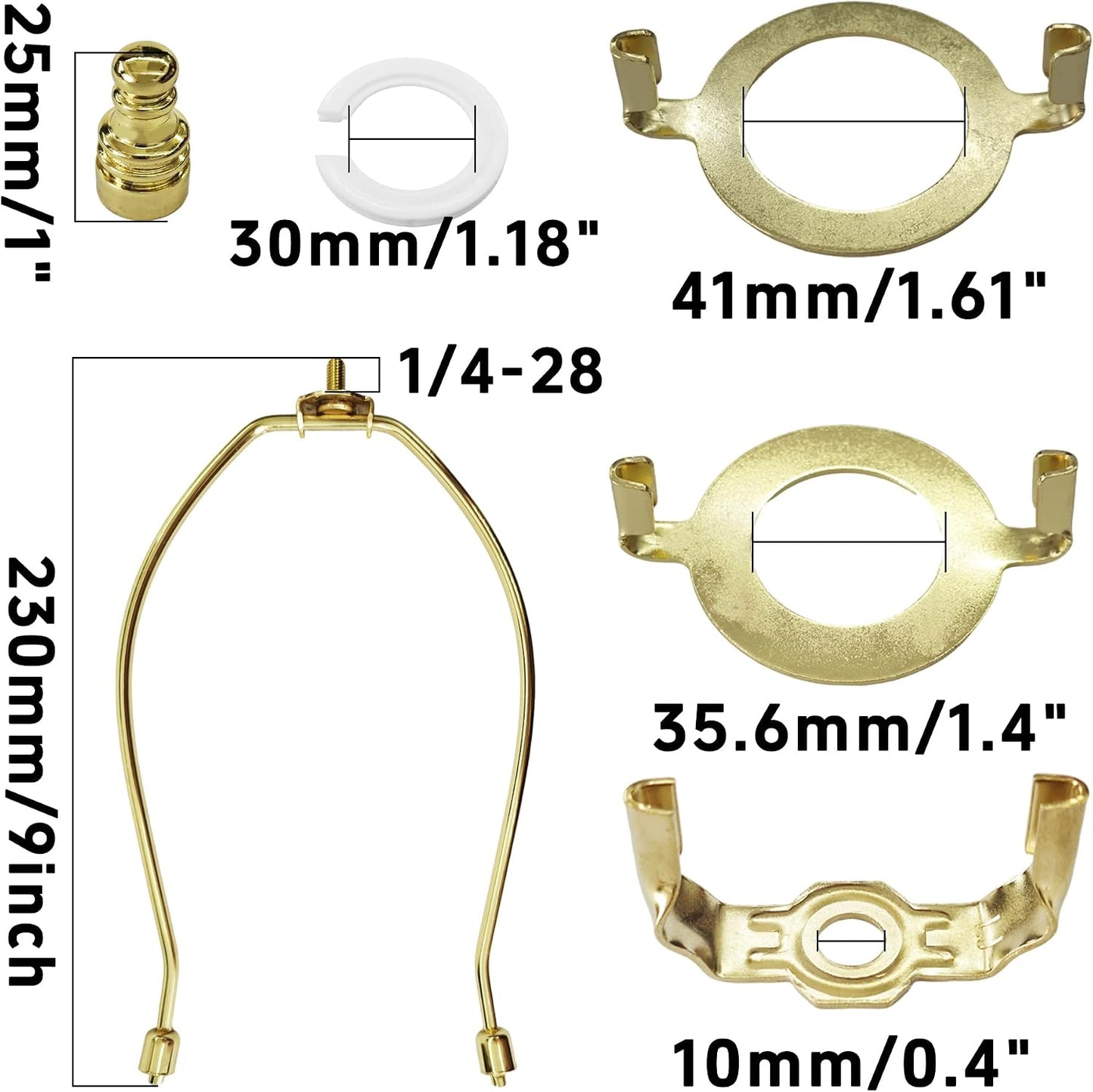 2 Pzas Soporte Arpa Lámpara 9pulg E14 E26 E27 Dorado